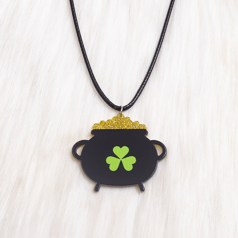 Ethnic Style Cartoon Arylic Printing St. Patrick Women's Pendant Necklace