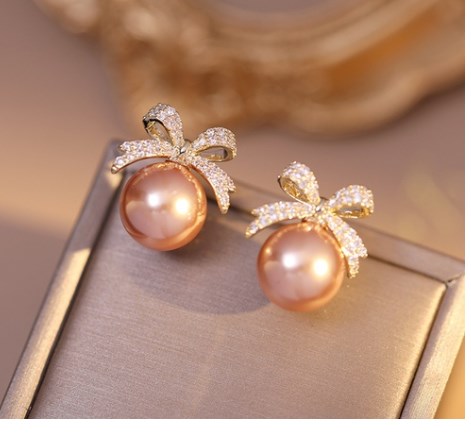 1 Pair French Style Classic Style Bow Knot Alloy Ear Studs