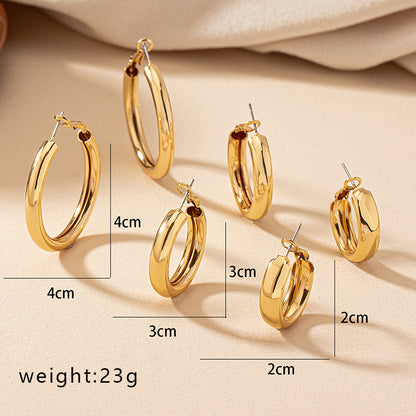 3 Pairs Simple Style Geometric Round Plating Alloy Hoop Earrings