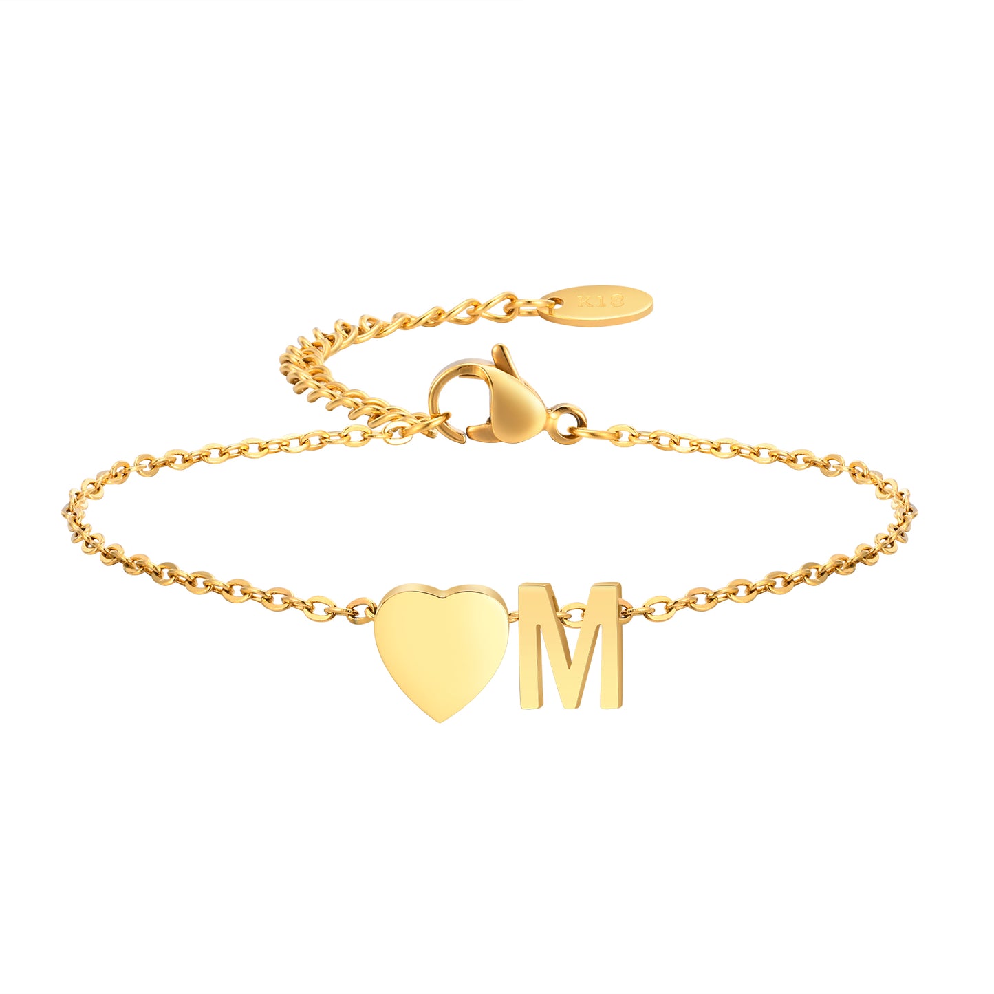 Simple Style Letter Heart Shape Stainless Steel Plating 18k Gold Plated Bracelets