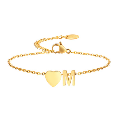 Modern Style Simple Style Classic Style Letter Heart Shape Stainless Steel Plating Gold Plated Bracelets