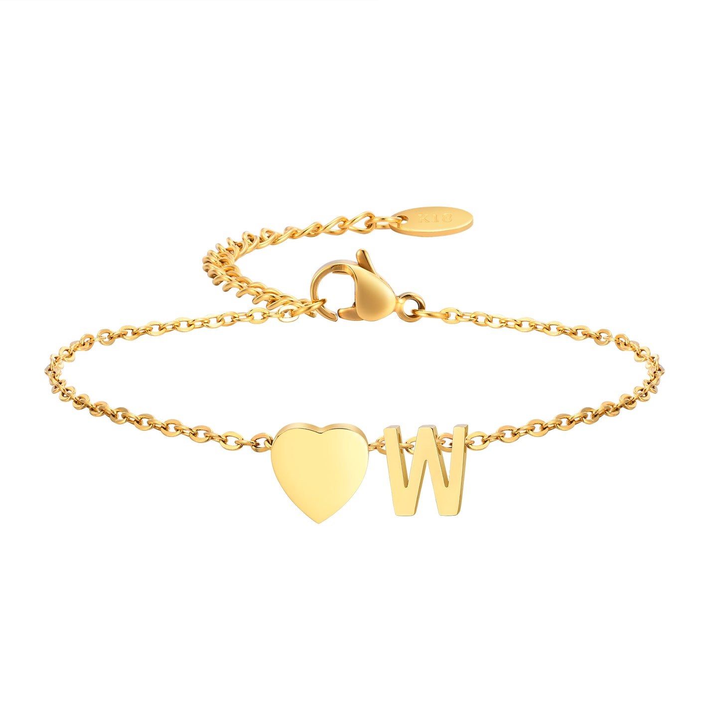 Simple Style Letter Heart Shape Stainless Steel Plating 18k Gold Plated Bracelets