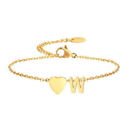 Modern Style Simple Style Classic Style Letter Heart Shape Stainless Steel Plating Gold Plated Bracelets