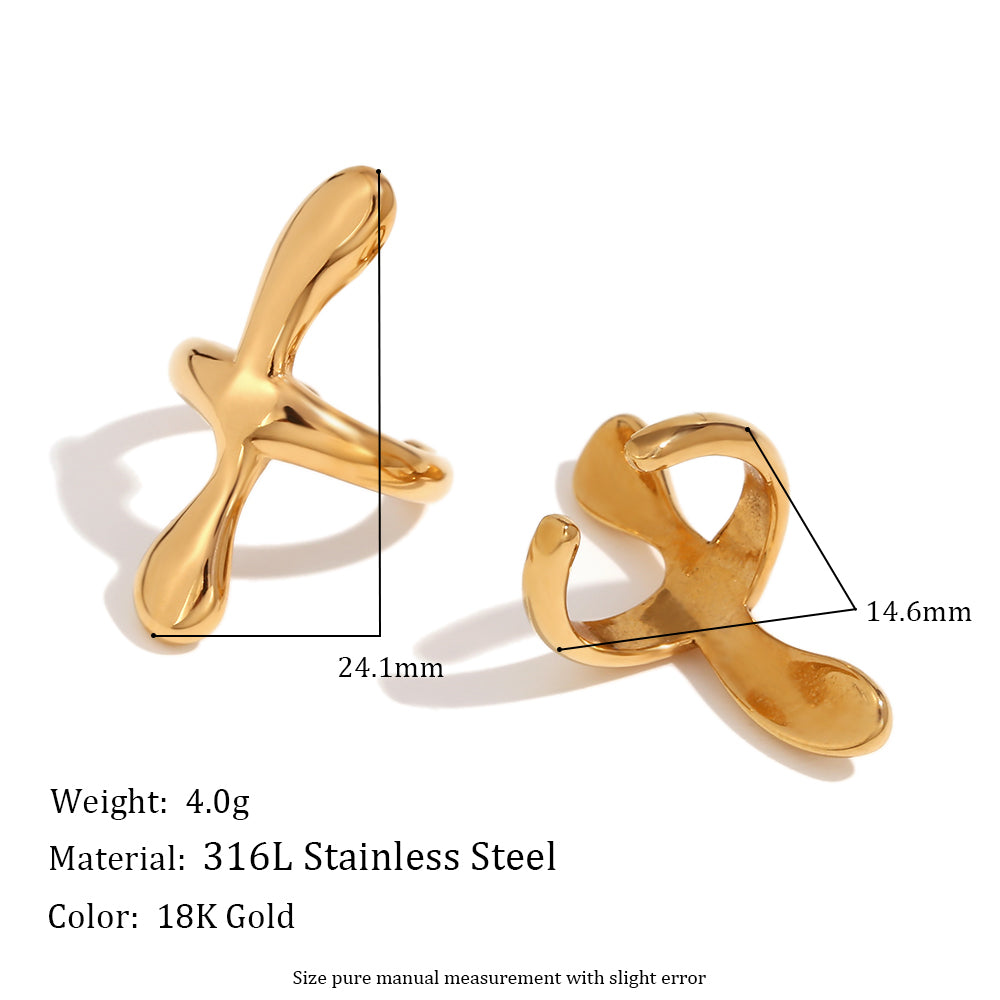 1 Pair Simple Style Classic Style Cross Plating Stainless Steel 18k Gold Plated Ear Cuffs