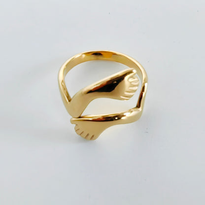 Retro Vintage Style Simple Style Hand Heart Shape Wings Stainless Steel Titanium Steel Plating 18k Gold Plated Open Rings