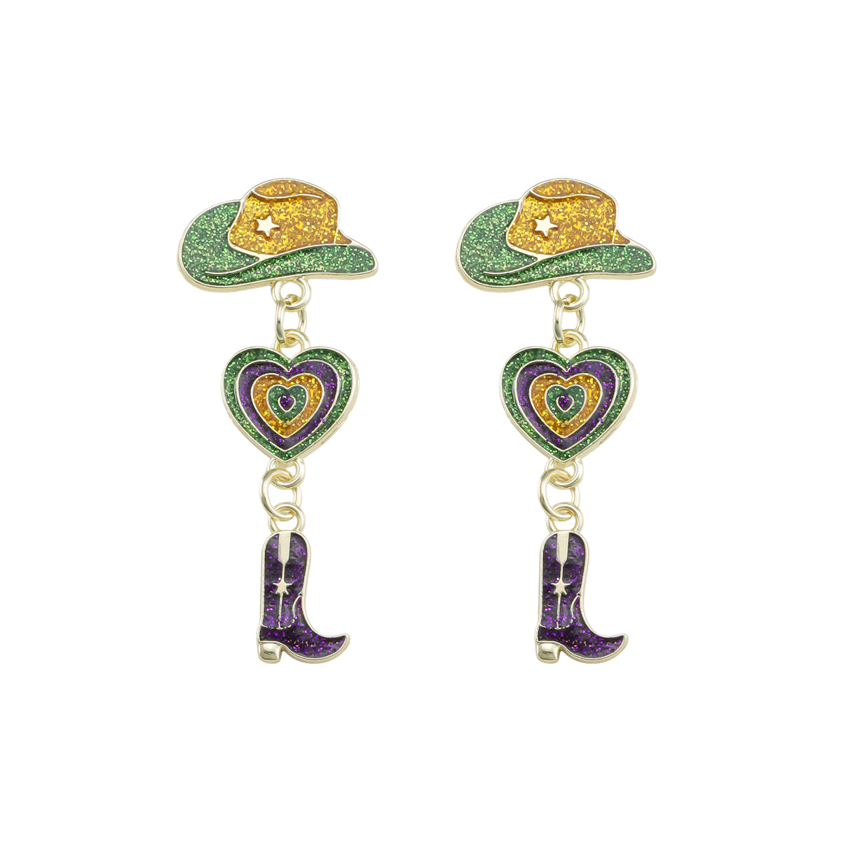 1 Pair Cartoon Style Novelty Cool Style Heart Shape Flower Enamel Plating Alloy Gold Plated Drop Earrings