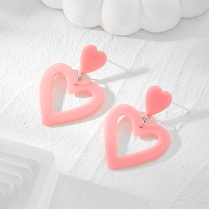 1 Pair Cute Modern Style Simple Style Heart Shape Arylic Drop Earrings