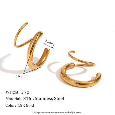 1 Pair Basic Simple Style Classic Style Solid Color Plating Stainless Steel 18k Gold Plated Ear Studs