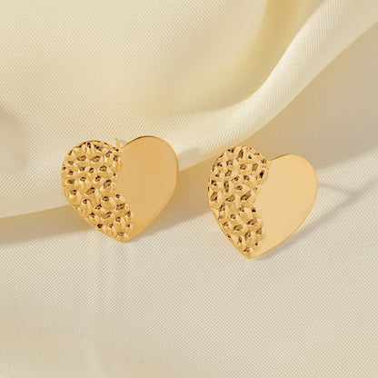 1 Pair Simple Style Heart Shape Plating Stainless Steel 18k Gold Plated Ear Studs