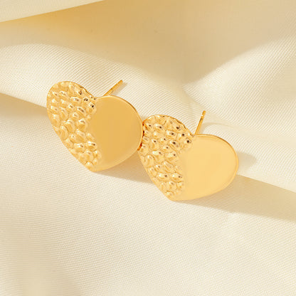 1 Pair Simple Style Heart Shape Plating Stainless Steel 18k Gold Plated Ear Studs