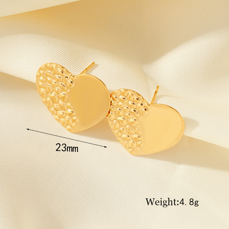 1 Pair Simple Style Heart Shape Plating Stainless Steel 18k Gold Plated Ear Studs