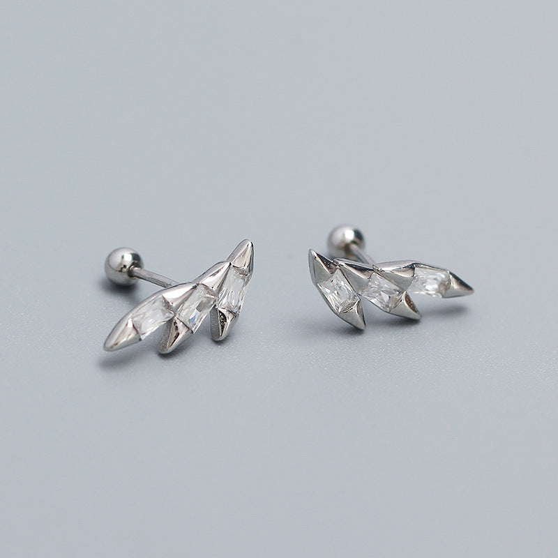 1 Pair Casual Solid Color Plating Inlay Sterling Silver Zircon Ear Studs