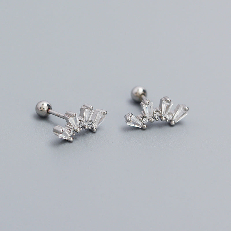 1 Pair Casual Solid Color Plating Inlay Sterling Silver Zircon Ear Studs