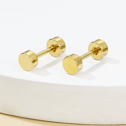 1 Pair Classic Style Round Dots Plating Stainless Steel 18k Gold Plated Ear Studs