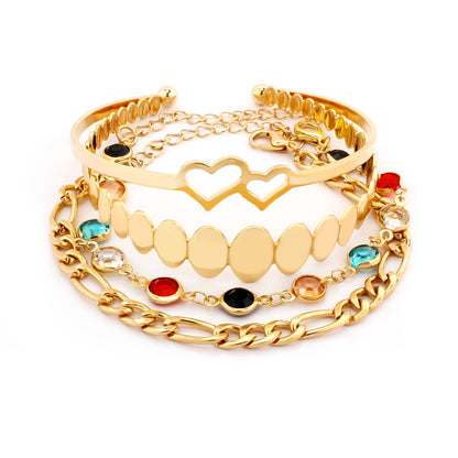 Ig Style Glam Heart Shape Alloy Plating Rhinestones Women's Bracelets