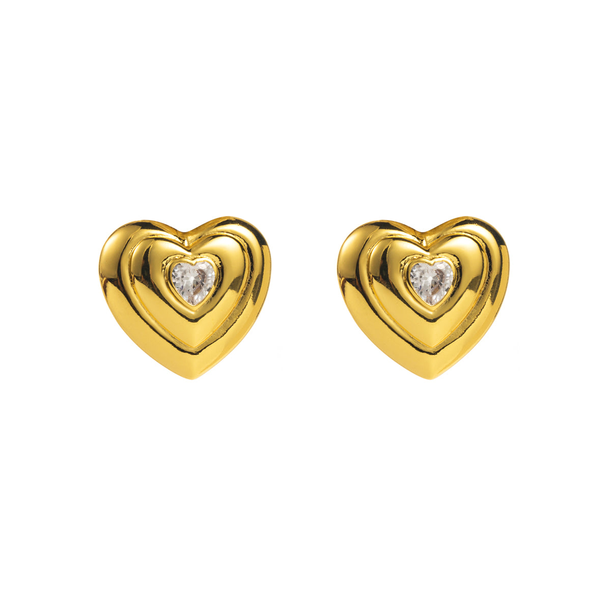 1 Pair Modern Style Simple Style Heart Shape Inlay Copper Zircon Ear Studs