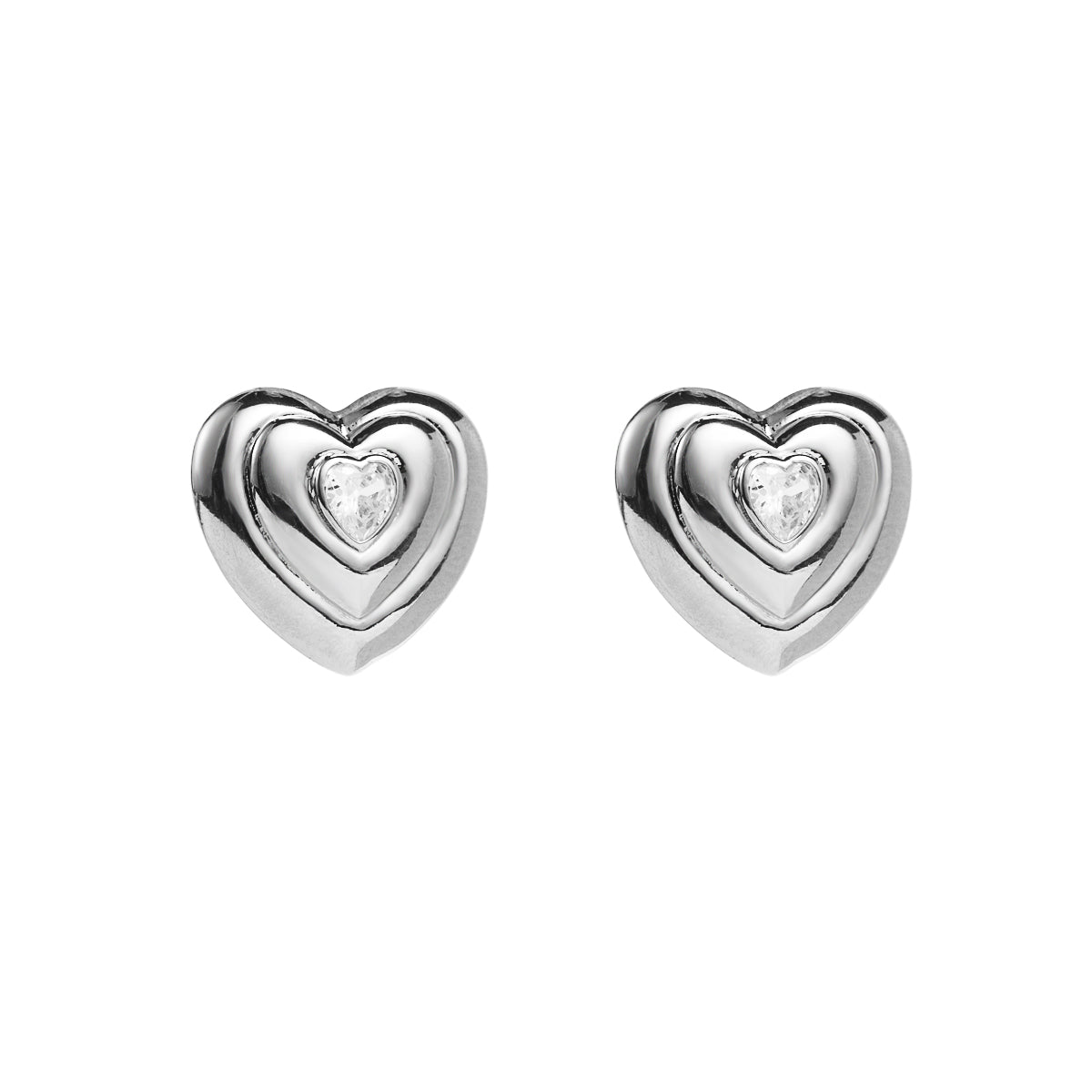 1 Pair Modern Style Simple Style Heart Shape Inlay Copper Zircon Ear Studs