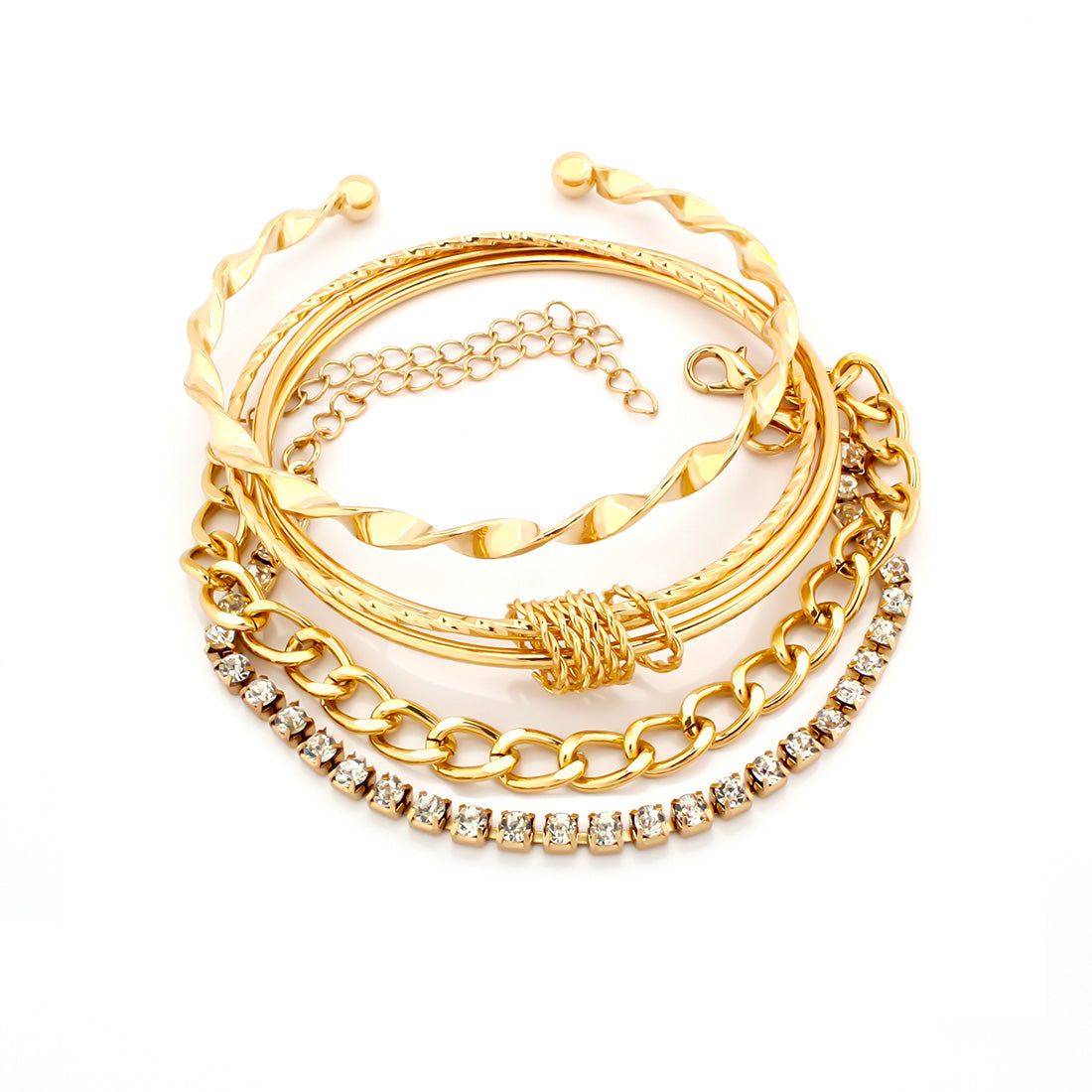 Ig Style Retro Korean Style Circle Alloy Plating Inlay Rhinestones Women's Bracelets