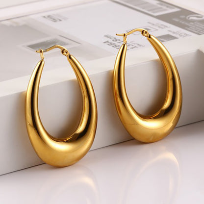 1 Pair Casual Classic Style U Shape Plating Stainless Steel Hoop Earrings