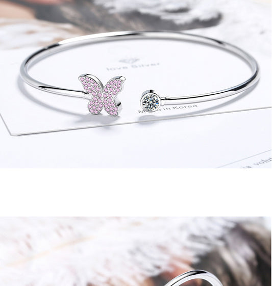 Ig Style Heart Shape Dragonfly Butterfly Copper Rhinestones Bangle
