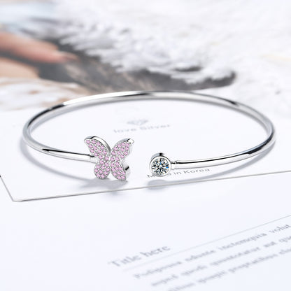 Ig Style Heart Shape Dragonfly Butterfly Copper Rhinestones Bangle