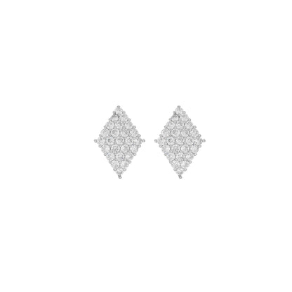 1 Pair Simple Style Rhombus Inlay Copper Zircon Ear Studs