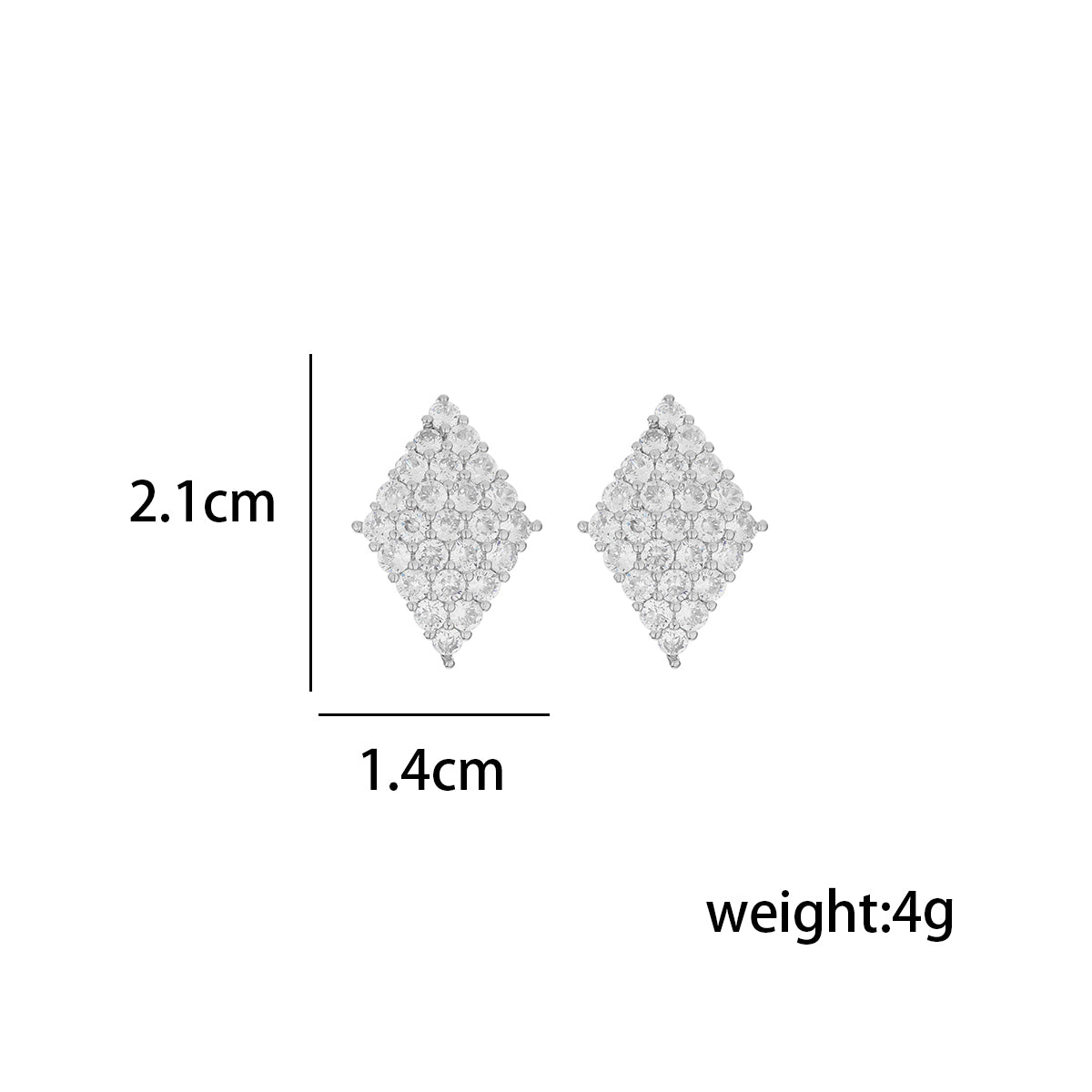 1 Pair Simple Style Rhombus Inlay Copper Zircon Ear Studs