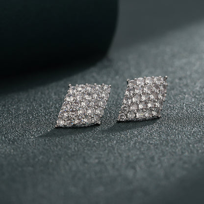 1 Pair Simple Style Rhombus Inlay Copper Zircon Ear Studs