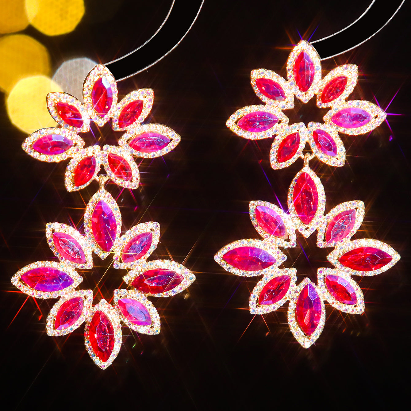 1 Pair Casual Shiny Geometric Inlay Alloy Rhinestones Zircon Drop Earrings