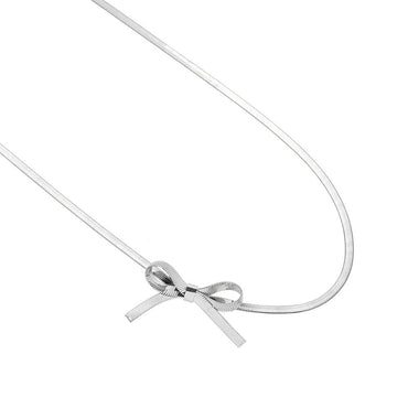 Vintage Style Simple Style Solid Color Bow Knot Stainless Steel Plating 18k Gold Plated Necklace