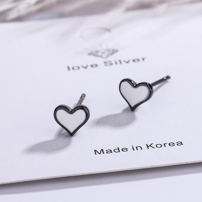 1 Pair Simple Style Heart Shape Epoxy Copper Ear Studs