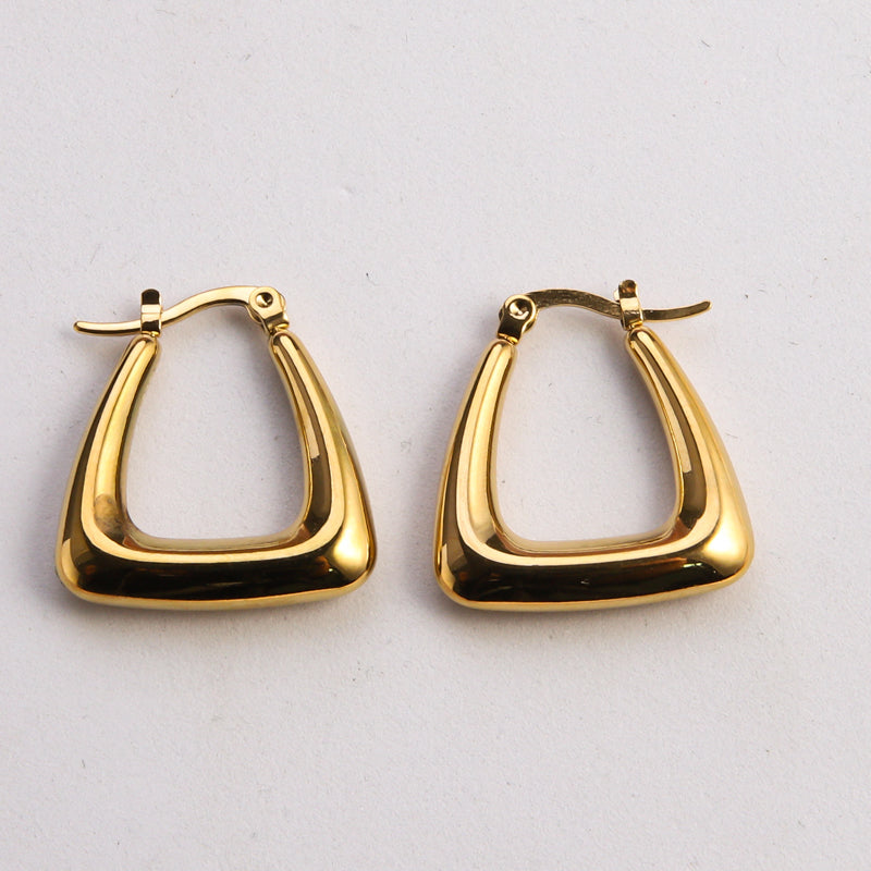 1 Pair Casual Classic Style Commute Round Twist Plating Stainless Steel Gold Plated Earrings