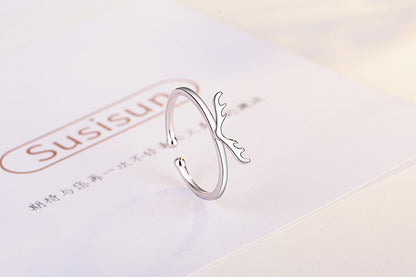 Simple Style Antlers Copper Plating Adjustable Ring