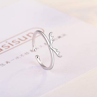 Simple Style Antlers Copper Plating Adjustable Ring