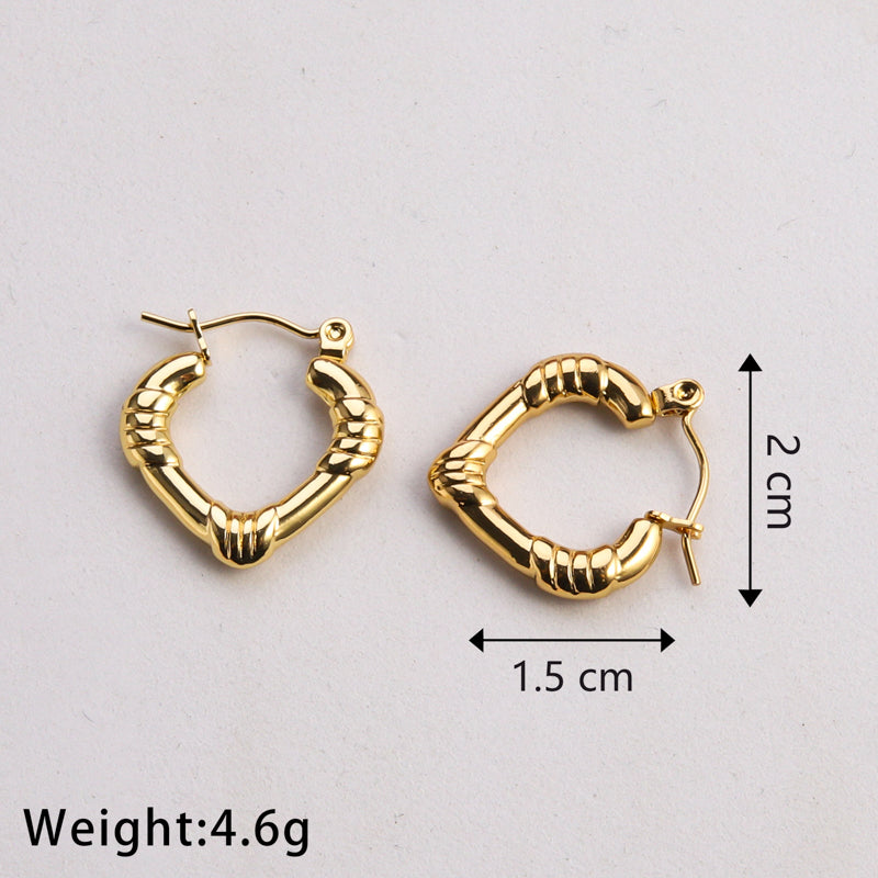 1 Pair Casual Classic Style Commute Heart Shape Twist Plating Stainless Steel Gold Plated Earrings