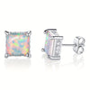 1 Pair Elegant Simple Style Geometric Copper Artificial Gemstones Opal White Gold Plated Ear Studs