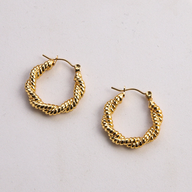 1 Pair Casual Classic Style Commute Twist Plating Stainless Steel Gold Plated Earrings