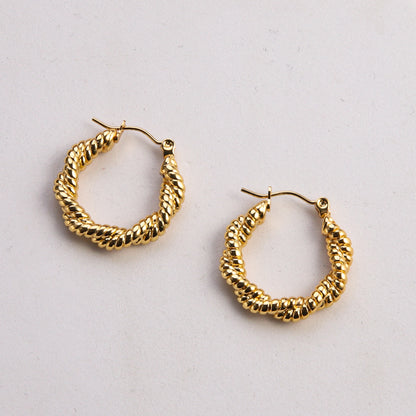 1 Pair Casual Classic Style Commute Twist Plating Stainless Steel Gold Plated Earrings