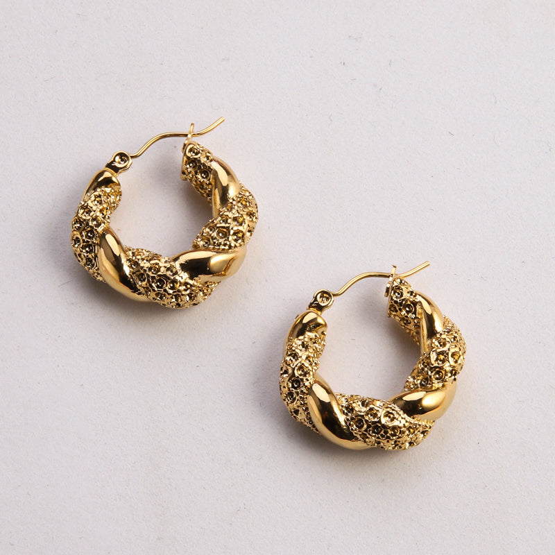 1 Pair Casual Classic Style Commute Twist Plating Stainless Steel Gold Plated Earrings