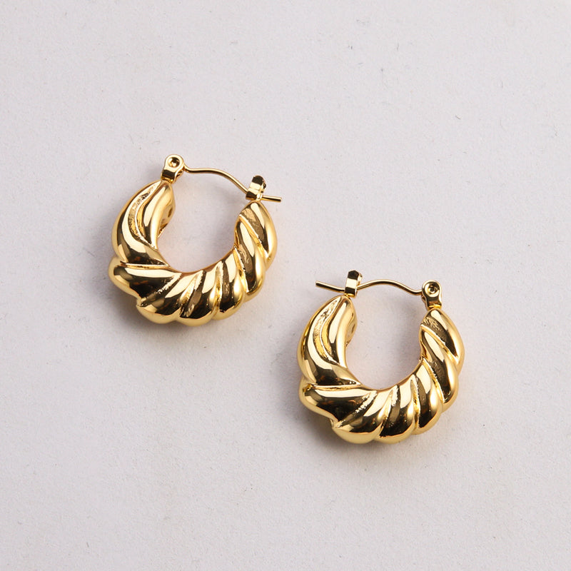 1 Pair Casual Classic Style Commute Twist Plating Stainless Steel Gold Plated Earrings