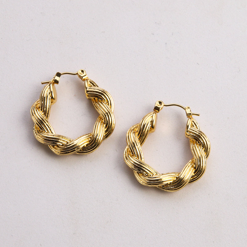 1 Pair Casual Classic Style Commute Twist Plating Stainless Steel Gold Plated Earrings