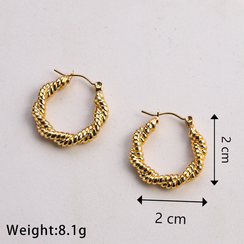 1 Pair Casual Classic Style Commute Twist Plating Stainless Steel Gold Plated Earrings