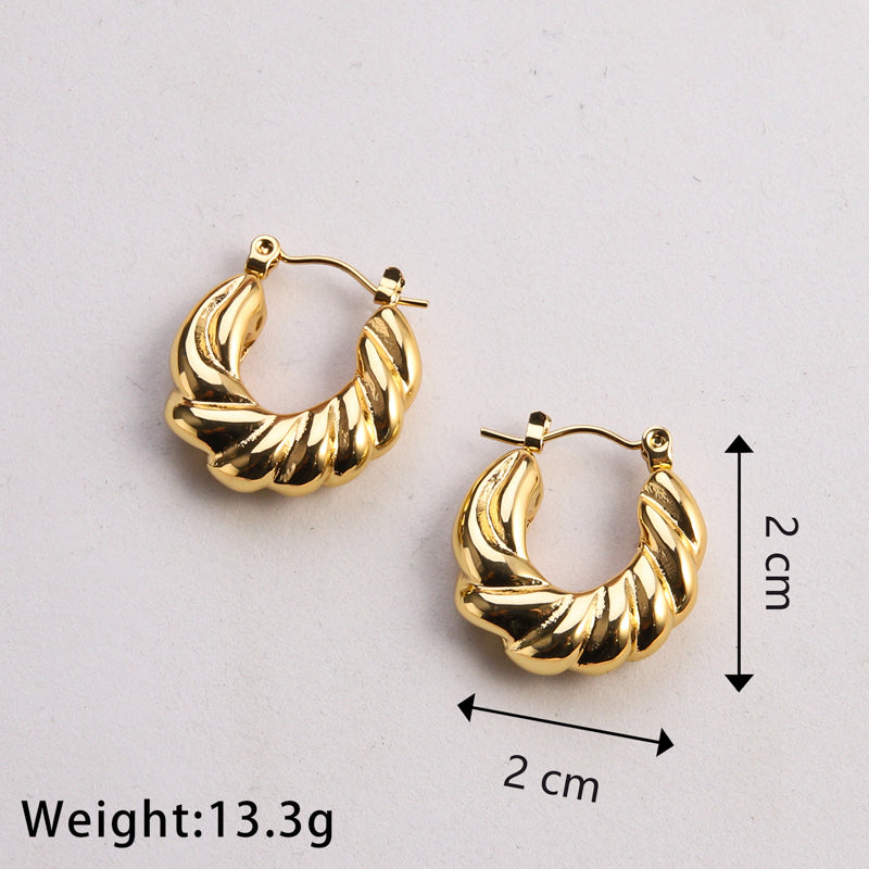 1 Pair Casual Classic Style Commute Twist Plating Stainless Steel Gold Plated Earrings