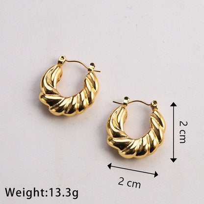 1 Pair Casual Classic Style Commute Twist Plating Stainless Steel Gold Plated Earrings