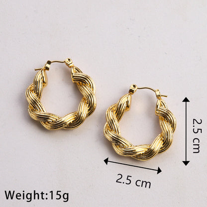 1 Pair Casual Classic Style Commute Twist Plating Stainless Steel Gold Plated Earrings