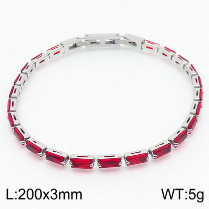 Elegant Shiny Square Oval Titanium Steel Plating Inlay Zircon 18k Gold Plated Bracelets