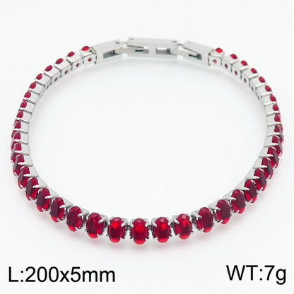 Elegant Shiny Square Oval Titanium Steel Plating Inlay Zircon 18k Gold Plated Bracelets