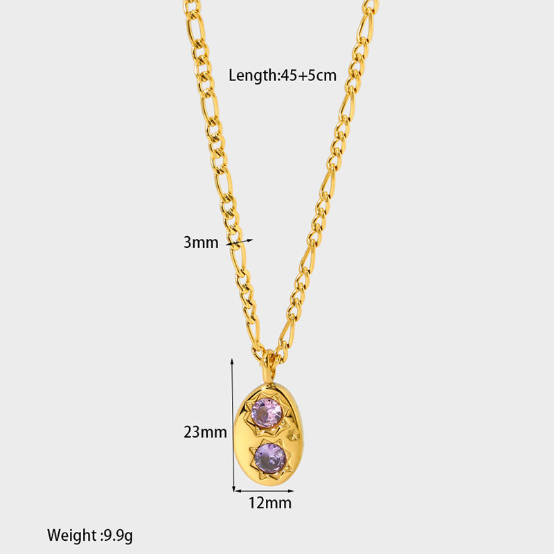 Ig Style Simple Style Geometric Stainless Steel Plating Inlay Zircon 18k Gold Plated Pendant Necklace