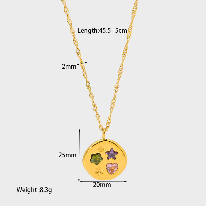 Ig Style Simple Style Geometric Stainless Steel Plating Inlay Zircon 18k Gold Plated Pendant Necklace