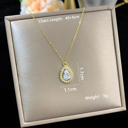 Elegant Letter Moon Stainless Steel Copper Plating Inlay Zircon 14k Gold Plated 18k Gold Plated Silver Plated Pendant Necklace